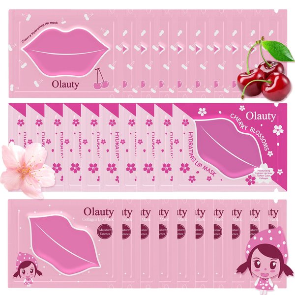 30 Pairs Lip Masks, Overnight Collagen Crystal Strawberry Lip Care Gel Masks,Reducing Chapped, Anti-Aging Lip Patches,Moisturizing Lip Sleeping Mask for Plump&Sexy Lips,Pink