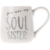 Enesco Our Name is Mud “Soul Sister” Stoneware Engraved Coffee Mug, 1 Count (Pack of 1), Gray