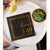 Cheers to Years Cocktail Napkins - 50PK - 3-Ply Birthday Napkins 5x5 Inches Disposable Party Napkins Paper Beverage Napkins for Birthday Decorations Wedding Anniversary Black and Gold (40 Years)