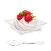 TOFLEN 100ct Mini Dessert Plates with Tasting Spoons, 2.5 Inch Small Reusable Clear Plastic Square Party Serving Hors D'oeuvres Plates for Appetizers (Square)