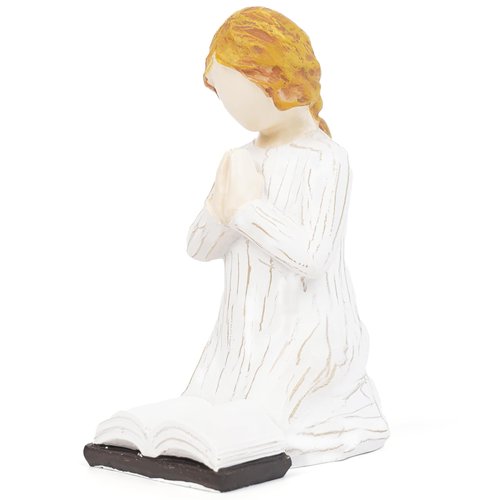 DASKALL Christian Gifts for Women Figurines, Girl of Prayer Religious Resin Statue Baptism Gifts for Girls, Christian Catholic Faith Home Decor, Sculpted Hand-Painted Figure