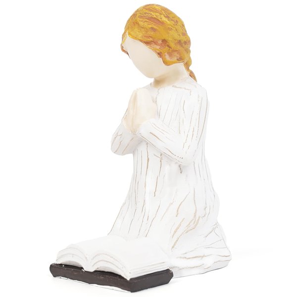 DASKALL Christian Gifts for Women Figurines, Girl of Prayer Religious Resin Statue Baptism Gifts for Girls, Christian Catholic Faith Home Decor, Sculpted Hand-Painted Figure