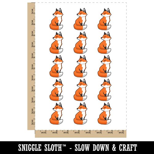 Curious Fox Sitting Looking Back Temporary Tattoo Water Resistant Fake Body Art Set Collection - 15 2" Tattoos (1 Sheet)