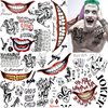 EGMBGM 5 Sheets 3D Joker Temporary Tattoos For Men Women Adults Halloween Makeup Kit, Ghost Clown Scary Smile Face Damaged Joker Tattoos, Prisoner Halloween Cosplay Prank Costume Rave Accessories