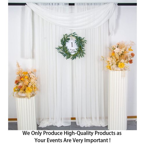 ShinyBeauty White Chiffon Curtain 2 Panels 2.4ft x 9ft Tulle Backdrop Curtains Window Voile Curtain Rod Pocket Elegant Curtains (29''x108'' 2 Panels, White)