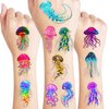 97 PCS Jellyfish Temporary Tattoos - Under The Sea Creatures Mermaid Ocean Themed Stickers for Kids Birthday Party Supplies, Decorations, Favors, and Prizes - Cute Gifts for Boys and Girls