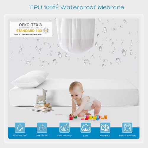 GRT 2 Pack 100% Waterproof Mattress Protector Twin Size, Breathable & Noiseless Waterproof Mattress Cover Fitted Deep Pocket from 5" to 19", Smooth Washable Twin Bed Protector - Vinyl Free