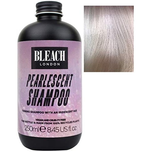 Bleach London Pearlescent Shampoo - Vegan & PETA-Approved, Iridescent Purple Toning Shampoo, for Blonde Hair, color Depositing, Fights Brassiness, achieve a bright Blonde - Paraben Free - (250 ml)