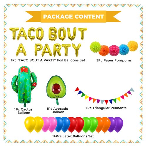 Taco Party Decorations Taco Bout A Party Balloons Decorations Fiesta Party Decorations Taco Bar Decorations Taco Fiesta Mexican Birthday Party Decorations Cactus Taco Party Supplies Cinco de Mayo