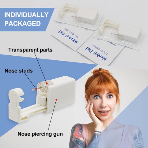 Rayyl Nose Piercing Gun Kit - 24Pcs Disposable Nose Piercing Gun with built-in Nose Stud Nose Piercing Kit for Piercing Supplies Nose Piercing Kit Piercing Tool