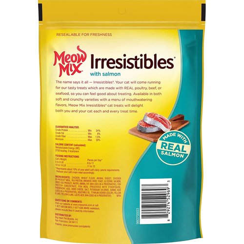 Meow Mix Irresistibles Cat Treats, Soft With Salmon, 3-Ounce Bag (Pack of 5)