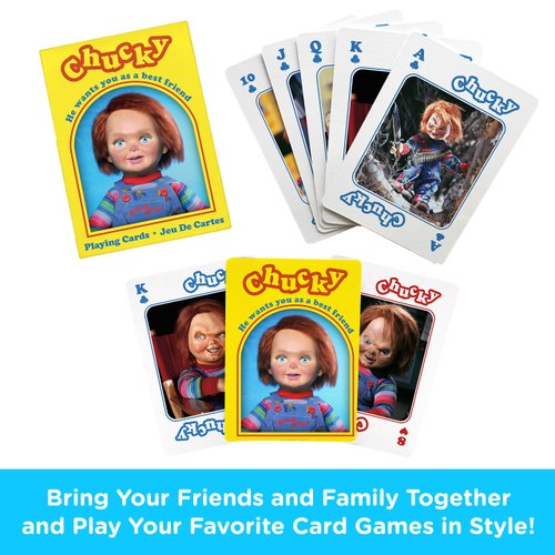 AQUARIUS Chucky Playing Cards - Chucky Themed Deck of Cards for Your Favorite Card Games - Officially Licensed Chucky Merchandise & Collectibles - Poker Size with Linen Finish
