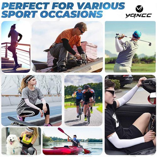 YQXCC 4 Pairs UV Sun Protection Arm Sleeves - Tattoo Cover Up - UPF 50 Sports Compression Cooling Sleeve for Men & Women