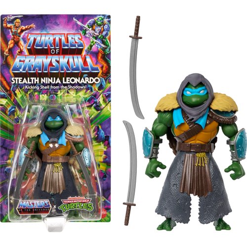 Masters of the Universe Mattel Origins Turtles of Grayskull Action Figure & Accessories, Leonardo Collectible Toy with 16 Joints, TMNT & Motu Crossover