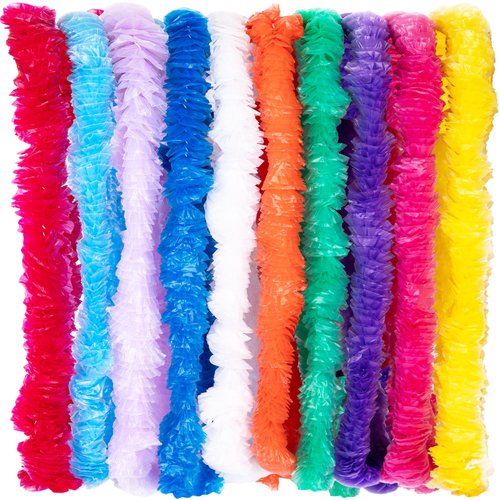ArtCreativity Plastic Hawaiian Leis, Set of 48, Luau Party Supplies and Decorations, Hawaii Tropical Floral Necklaces in Assorted Colors, Hawaiian Party Favors, Fun Baby Shower Supplies