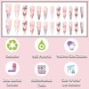 ANDGING Marble Press on Nails Stiletto Pink Medium Long Fake Nails Glue on Nails with Butterfly Design Manicure Acrylic 24Pcs Women False Nails with Glue Gel Stick on Nail for Wedding Birthday KLA778