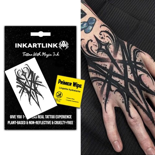 INKARTLINK Temporary Tattoos, Semi Permanent Tattoos, Adult Art Designs, Waterproof Temporary Tattoos, Party Favors, Tattoo Stickers Realistic, No Adhesive, Lasts 1-2 Weeks (Tribal Totem)