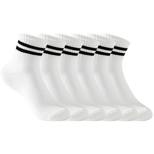 Irisbear White Womens Crew Socks Cute Cushioned Cotton Striped Socks Vintage Retro Running Hiking Socks