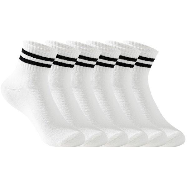 Irisbear White Womens Crew Socks Cute Cushioned Cotton Striped Socks Vintage Retro Running Hiking Socks