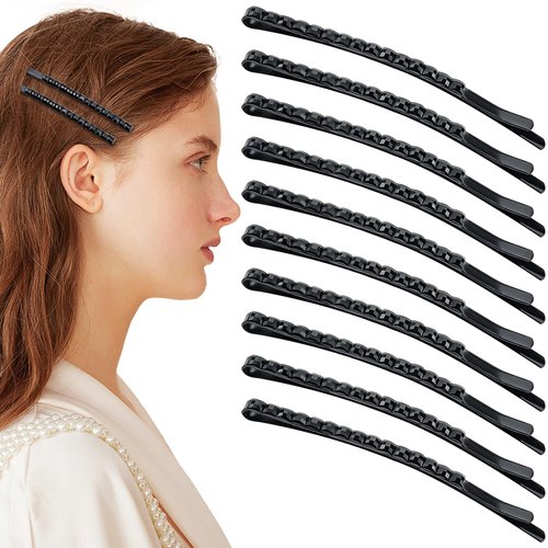40 Pcs Black Rhinestone Jumbo Bobby Pins, 3.34 Inch Metal Hair Clips Sparkly Crystal Diamond Hair Pins Decorative Shiny Hair Barrettes Hair Accessories for Women Thick Long Updo Hair Style