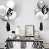 Mayen 50 Pcs 12 Inches Black Silver White Balloons Set, Black Marble Balloons, Silver Confetti Balloons, Birthday Party Decorations, New Years Eve Decorations, Silver Graduation Decorations
