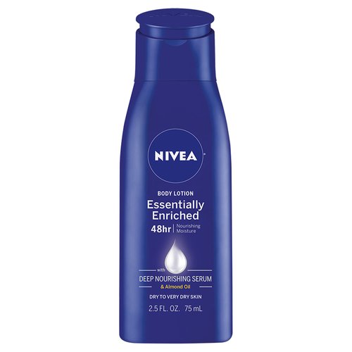 NIVEA Essentially Enriched Body Lotion, 48 Hour Moisture For Dry to Very Dry Skin, 2.5 Fl Oz