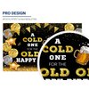Allenjoy 70.8" x 43.3" Happy Birthday Backdrop for Men A Cold One for The Old One Black and Gold Photography Background 30th 40th 50th Bday Beer Party Decoration Banner Supplies Photo Booth Props