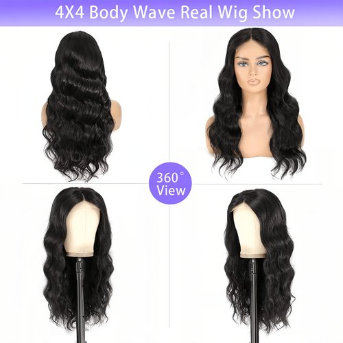 Wear and Go Glueless Wig Human Hair Pre Plucked with Baby Hair Body Wave Lace Front Wigs Human Hair Pre Cut Lace Glueless 4x4 HD Closure Wear and Go Wig for Beginners 180 Density