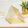 Sooyee 9 Slot Gold Magazine Holder,Desktop File Sorter Organizer Triangle Bookshelf Decor Home Office