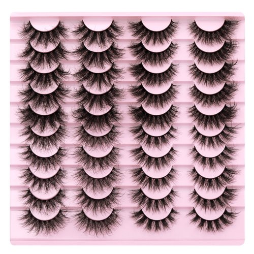 False Eyelashes Fluffy Lashes Mink 20MM Wispy Fake Eyelashes 4 Styles Mixed Strip 20 Pairs Eye Lashes Pack by Focipeysa
