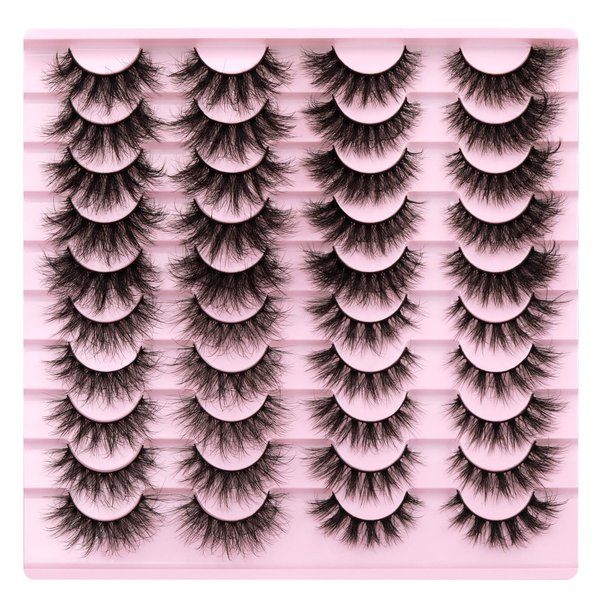 False Eyelashes Fluffy Lashes Mink 20MM Wispy Fake Eyelashes 4 Styles Mixed Strip 20 Pairs Eye Lashes Pack by Focipeysa