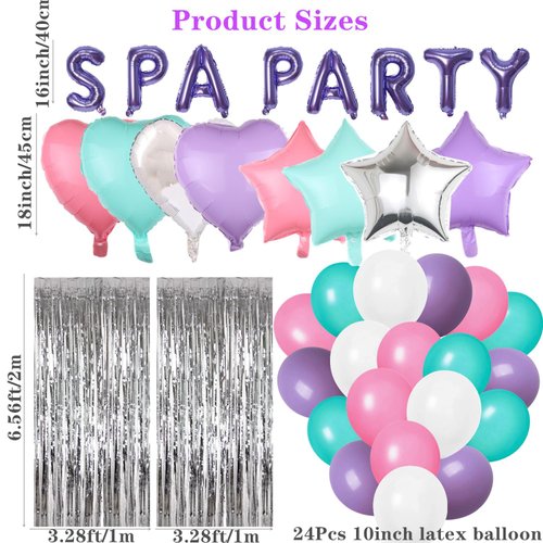 42 Pcs Spa Party Decorations Balloons Spa Theme Birthday Party Supplies Lipstick Cosmetics Balloons for Girls Spa Day Makeup Party (purple)