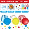 Justforjoyful 96Pcs Carnival Party Supplies Circus Theme Plates Napkins Tableware Set Red Blue Carnival Party Decorations Dinnerware for Kids Birthday Baby Shower Circus Party Favors Serves 24 Guests