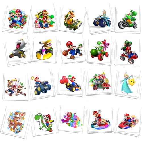 60 Pcs Cartoon Temporary Tattoos for Kids, Children's Temporary Tattoo Toys, DIY Sticker Arts, Mario Birthday Party Supplies Decorations Party Favors (Colorful A)