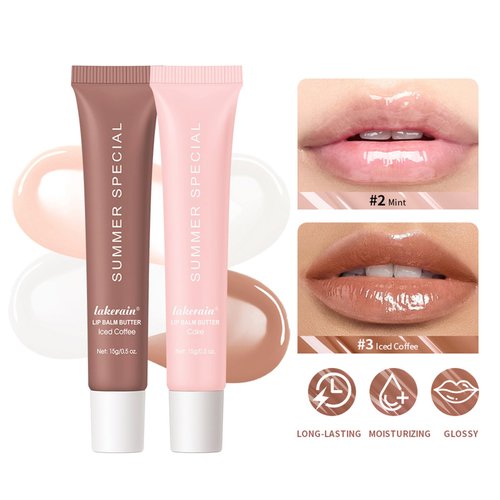 Easilydays Lip Butter Balm, Hydrating Lip Balm with Sheer Tint, Plumps Moisturizing Hydrating Lip Mask, Vegan Non-Sticky Lip Glowy Balm for Instant Moisture, Shine, & Soothing Lip Care, #3 Ices Coffee