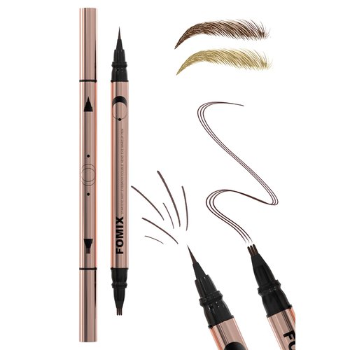 DMLNN Microblading Eyebrow Pencil, 2-in-1 Dual-Ended Eyebrow pen with 3-Prong Micro-Fork-Tip Applicator and Precise Brush-Tip for Hair-Like Effect, Waterproof and Long Lasting, Dark Brown