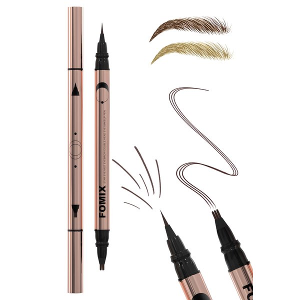 DMLNN Microblading Eyebrow Pencil, 2-in-1 Dual-Ended Eyebrow pen with 3-Prong Micro-Fork-Tip Applicator and Precise Brush-Tip for Hair-Like Effect, Waterproof and Long Lasting, Dark Brown
