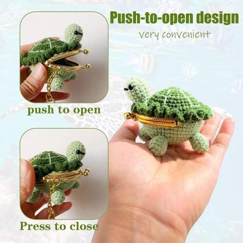 ZIUGLIKAL Turtle Purse Mini Coin Organizer Usb Flash Drive Jewelry Backpack Keychain Decoration Handmade Crochet Gifts For Boys & Girls