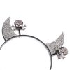 Halloween Devil Horns Headband Rhinestone Skull Head Boppers Hair Band Sparkle Crystal Skeleton Headpiece Party Cosplay Props Dress Supplies Costume Hair Accessories for Women Girls (Set 2pcs)
