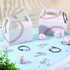 Teling 48 Pcs Baseball Party Favors Include 12 Baseball Treat Boxes 12 Mini Baseball Stress Ball 12 Mini Baseball Keychain with Wooden Bat 12 Baseball Charm Bracelets for School Team Sports Birthday