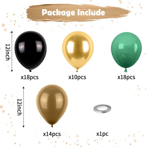 Green and Brown Balloons, Camo Balloons Camouflage Party Balloons Green Black Latex Balloons Metallic Gold Balloon for Kids Adults Hunting Birthday Soldier Army Theme Party Jungle Camping Decorations