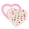 SUNMALL 36 pcs Adjustable Rings in Box, No Duplication, Children Kids Little Girl Pretend Play and Dress up Jewelry Set with Heart Shape Display Case, (A)
