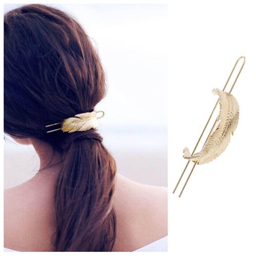Yheakne Vintage Hair Bun Cuff Leaf Bun Holder Cage Gold Hair Slide Pin Metal Hair Stick Bun Holder Cage Alloy Hair Fork Clip Decorative Hair Accessories for Women and Girls (Gold)
