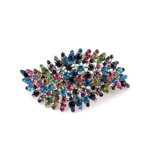 Women&#39;s Rhinestone Metal Hair Barrette Clip Hair Pin Antique Silver IMB2108, Multi