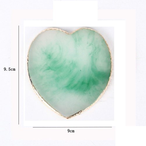 AKOAK 1 Pack Nail Heart Shape Resin Palette Agate Golden Edge Palette Crystal Edge Shooting Prop Palette Works Display Board Tools (Green)