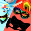 Deekin 36 Pcs Scratch Paper Mask Rainbow Hero DIY Kids Masks Craft Kit for Dress up Mardi Gras Party Favor
