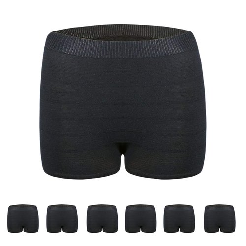 HANSILK Seamless Mesh Postpartum Underwear Natural C-Section Delivery Post Surgical Recovery Disposable Washable Women's Panties,Black (6 Pack, XL)