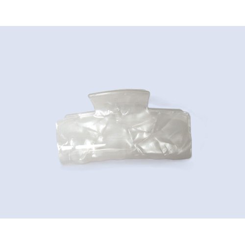 Generic Pearly white shimmering rectangle marbled hair claw clip