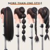 WIGNEE 28 Inches Kinky Straight Ponytail Extension Synthetic Drawstring Ponytail For Black Women Yaki Pony Tails Hair Extensions (28 Inches, 1B/30 Highlights)