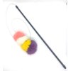 Kats'N Us Rabbit Fur Pom Pom Cat Teaser Wand - Light Pink, White, Yellow, Purple